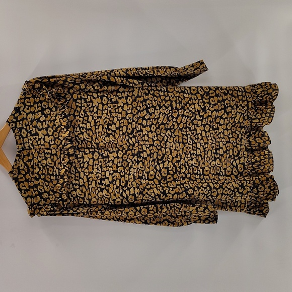 Who What Wear 14W Cheetah Print Dress X Ruffle Hem and Chest button Long Sleeve - Picture 7 of 10